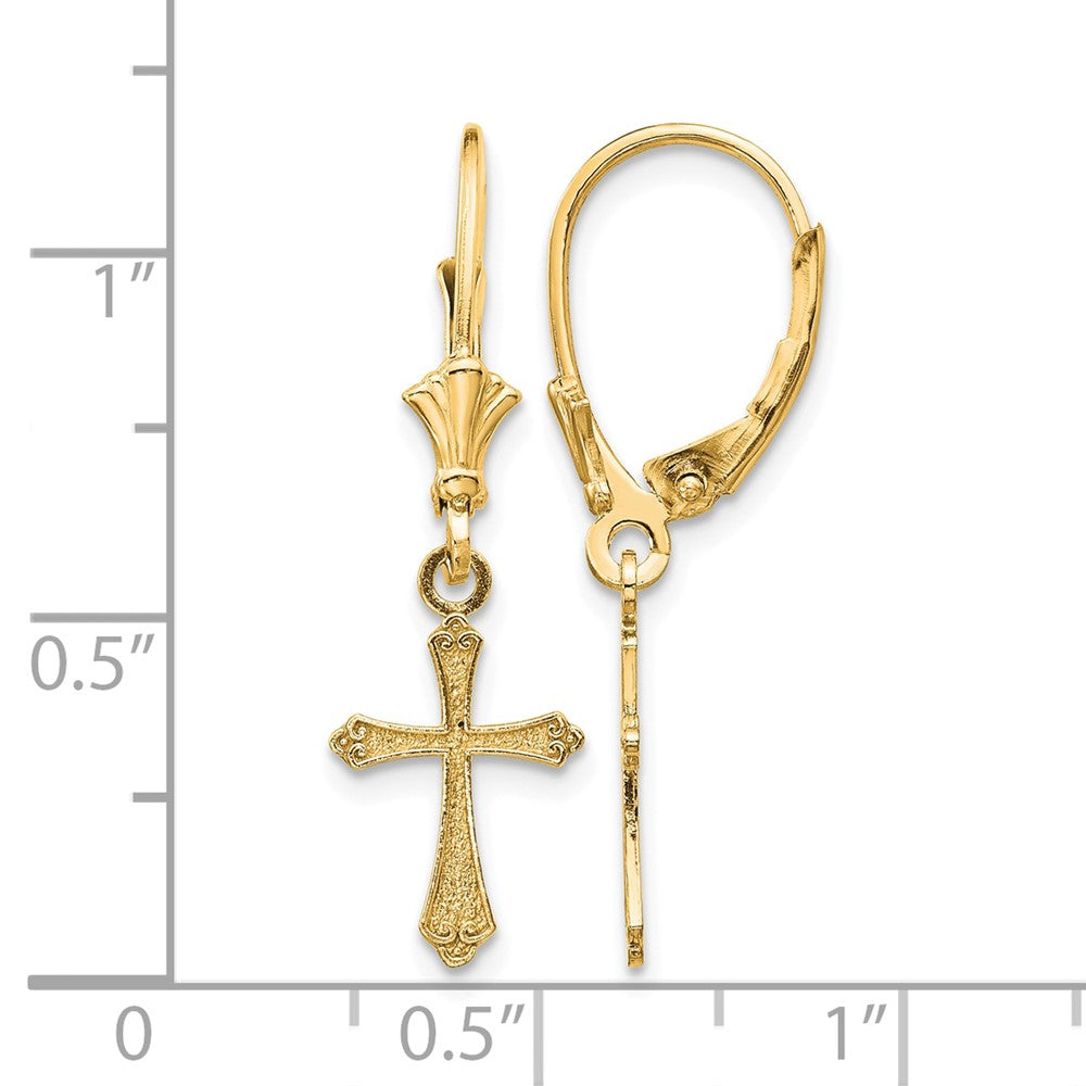 10k Cross Leverback Earrings