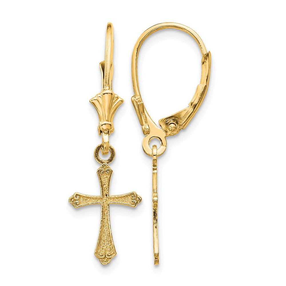 10k Cross Leverback Earrings