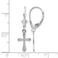 10k White Gold Cross Leverback Earrings