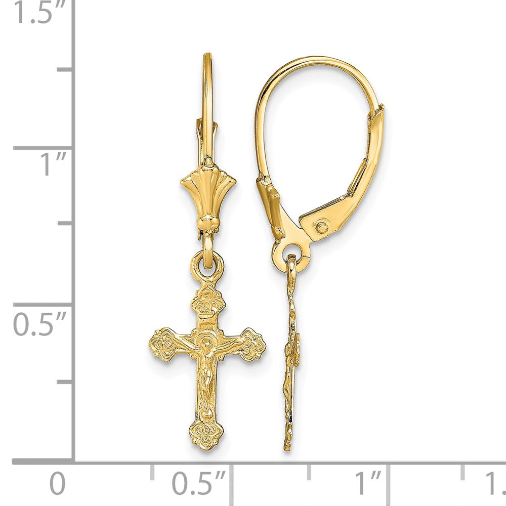 10k Crucifix Leverback Earrings