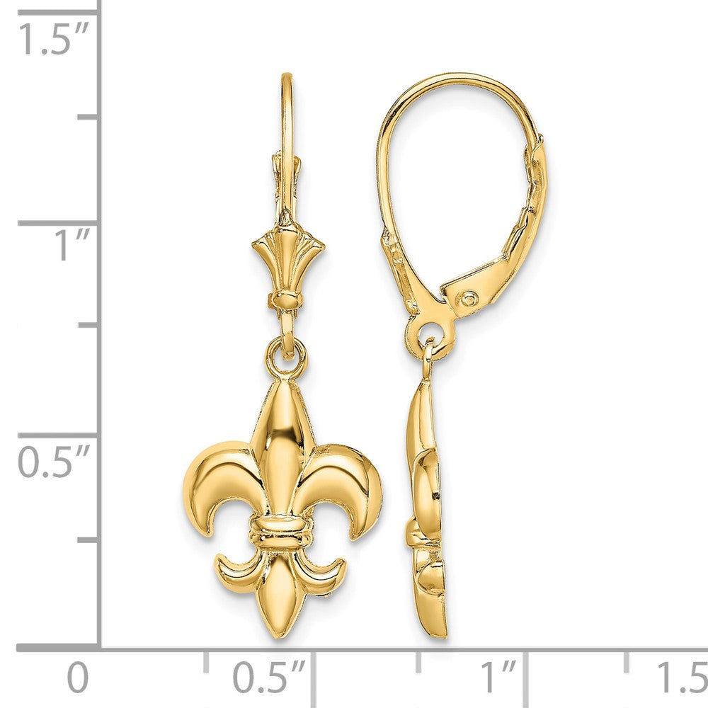 10K Small Fleur-de-Lis Leverback EARRINGS