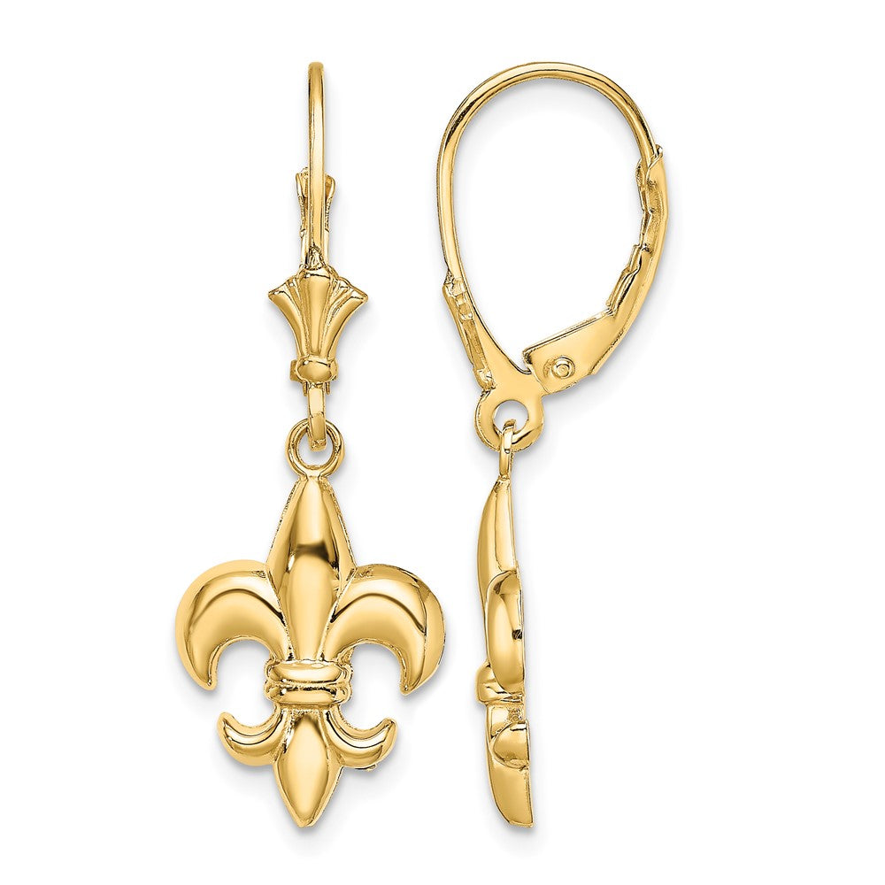10K Small Fleur-de-Lis Leverback EARRINGS