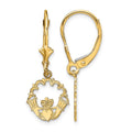 10k Polished Claddagh Leverback Earrings