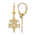 10K RN Caduceus Leverback Earrings