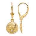 10K Polished Sand Dollar Leverback Earrings