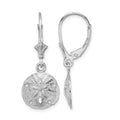 10K White Gold Polished Sand Dollar Leverback Earrings