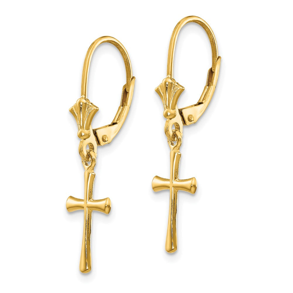 10k Cross Leverback Earrings