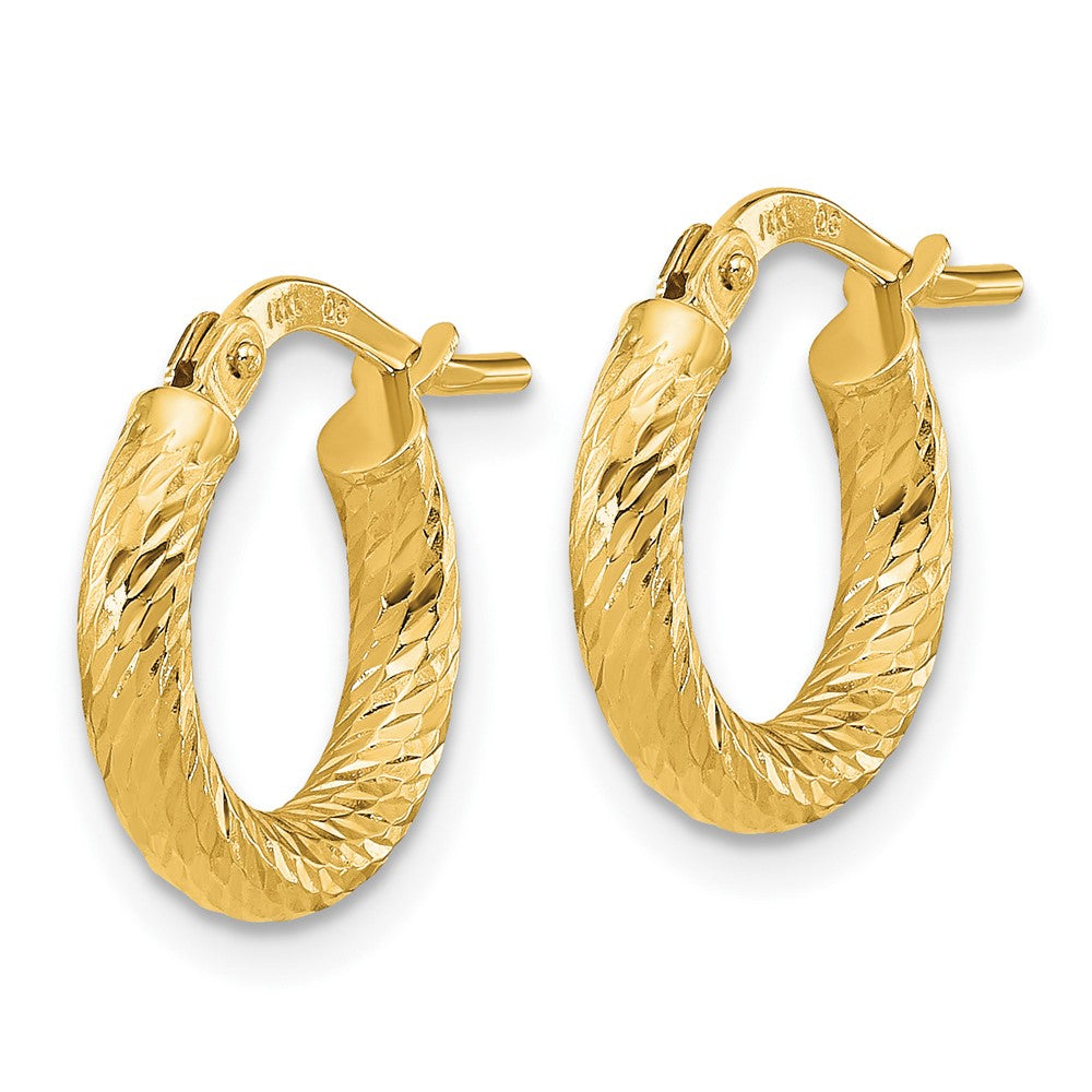 10k Polished and Diamond-cut 2.4mm Hoop Earrings