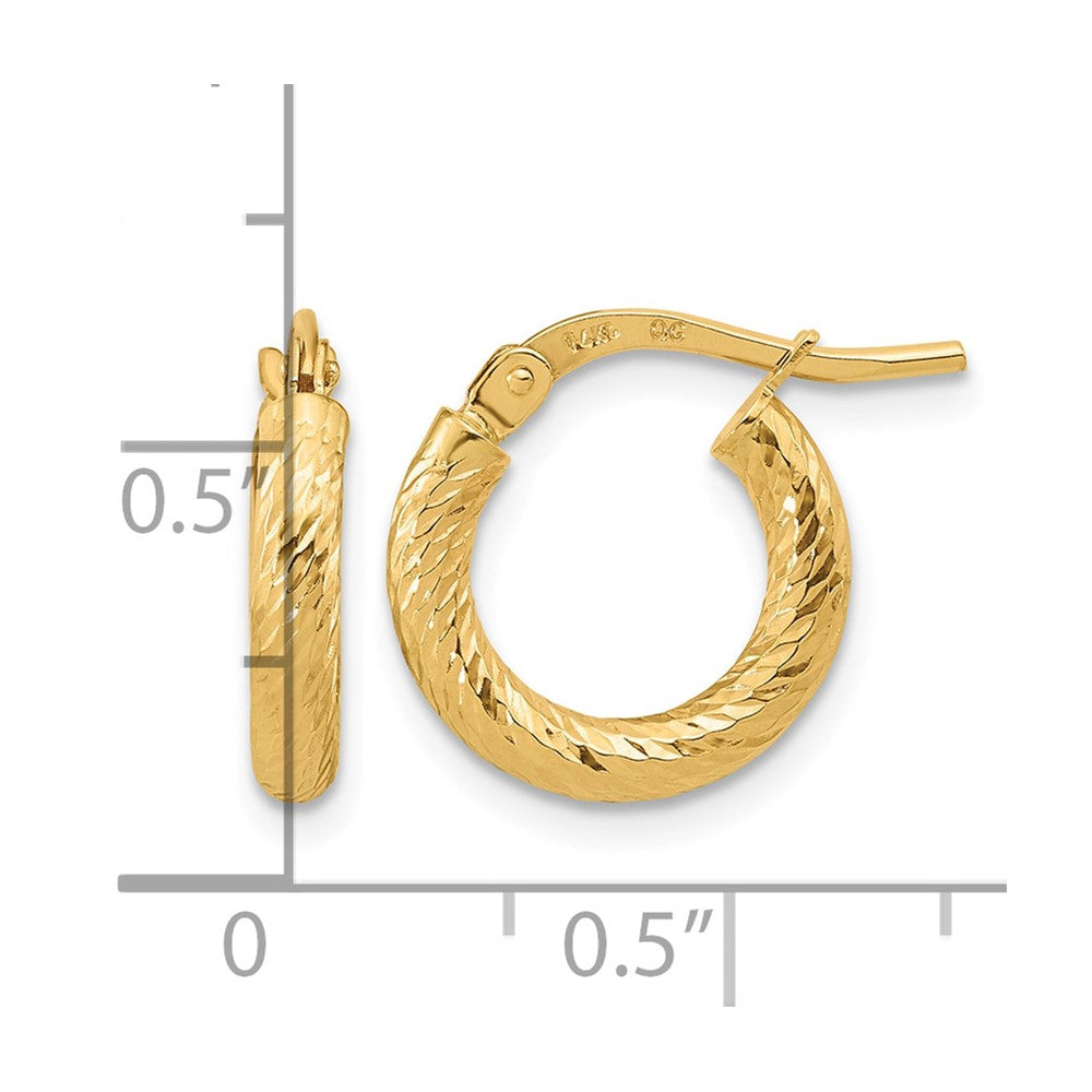 10k Polished and Diamond-cut 2.4mm Hoop Earrings