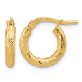 10k Polished and Diamond-cut 2.4mm Hoop Earrings
