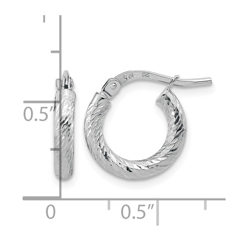 10k White Gold Polished Diamond-cut 2.4mm Hoop Earrings