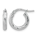 10k White Gold Polished Diamond-cut 2.4mm Hoop Earrings