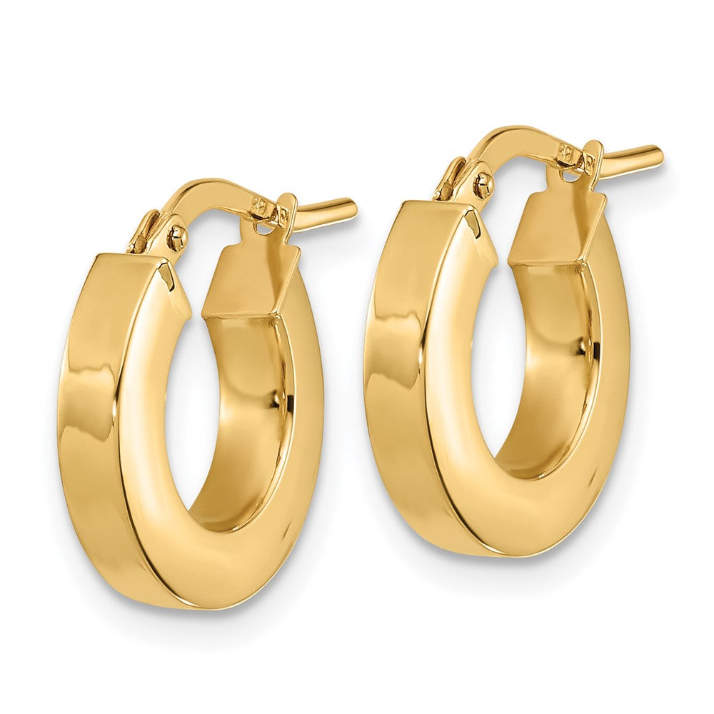 10k Polished 3mm Square Tube Hoop Earrings