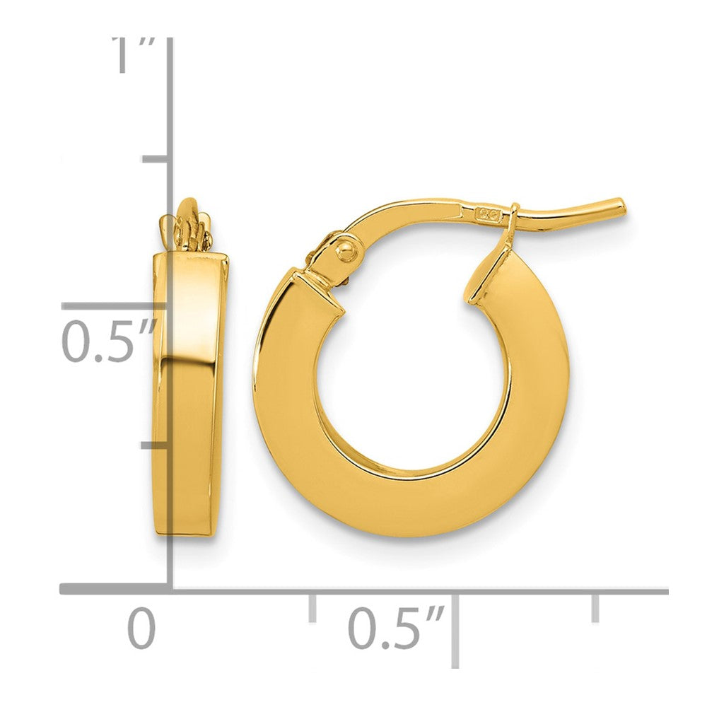 10k Polished 3mm Square Tube Hoop Earrings