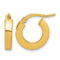 10k Polished 3mm Square Tube Hoop Earrings