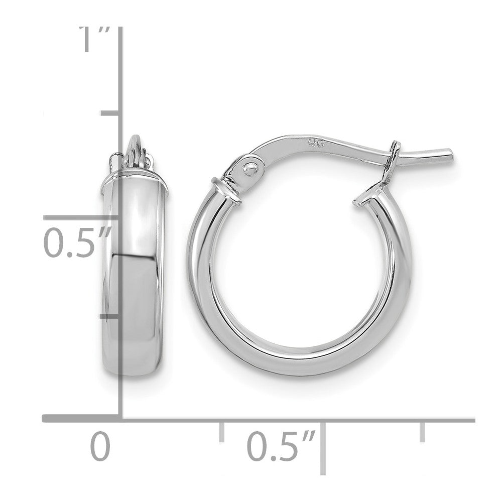 10k White Gold Polished 2.9mm Hoop Earrings