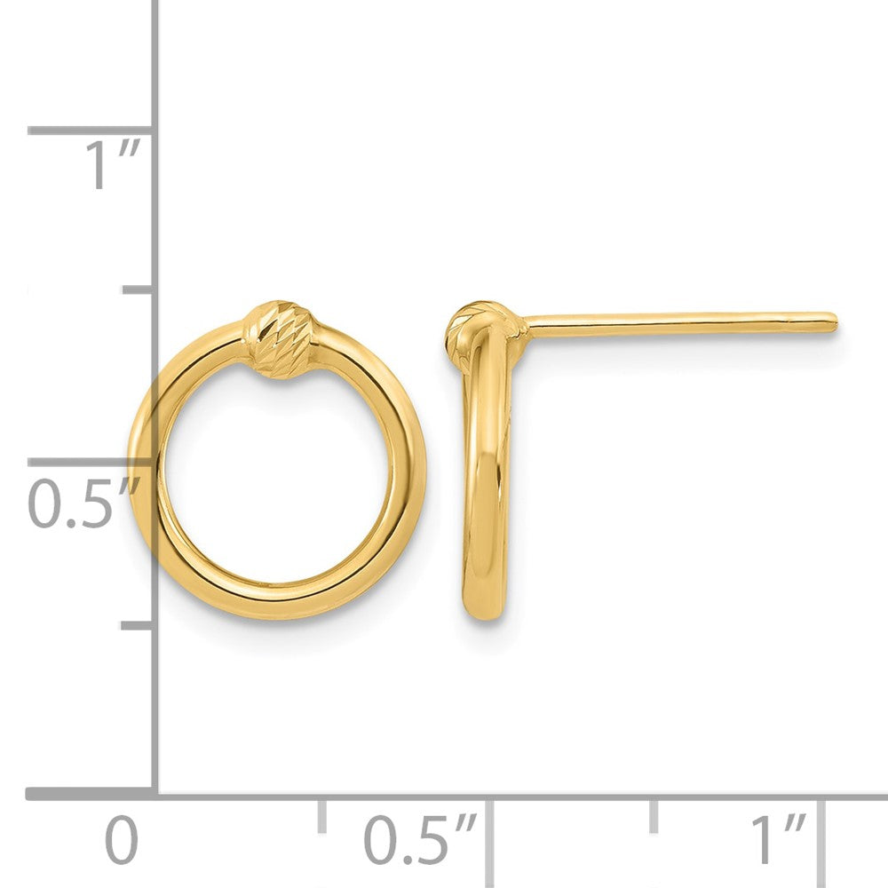 10k Polished & D/C Circle Post Earrings