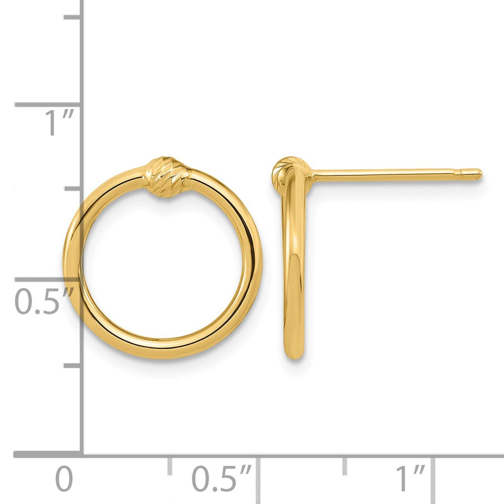 10k Polished & D/C Circle Post Earrings