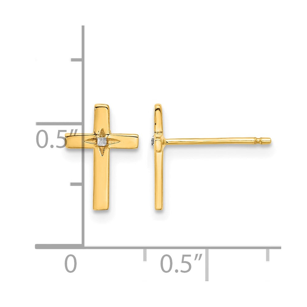 10k and White Rhodium Cross Post Earrings