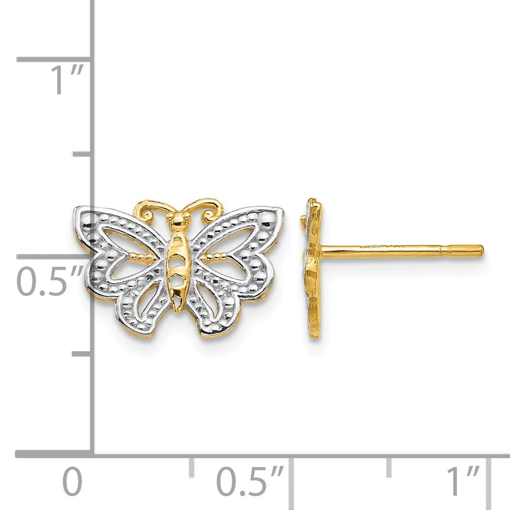 10k w/ White Rhodium Butterfly Post Earrings