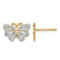 10k w/ White Rhodium Butterfly Post Earrings