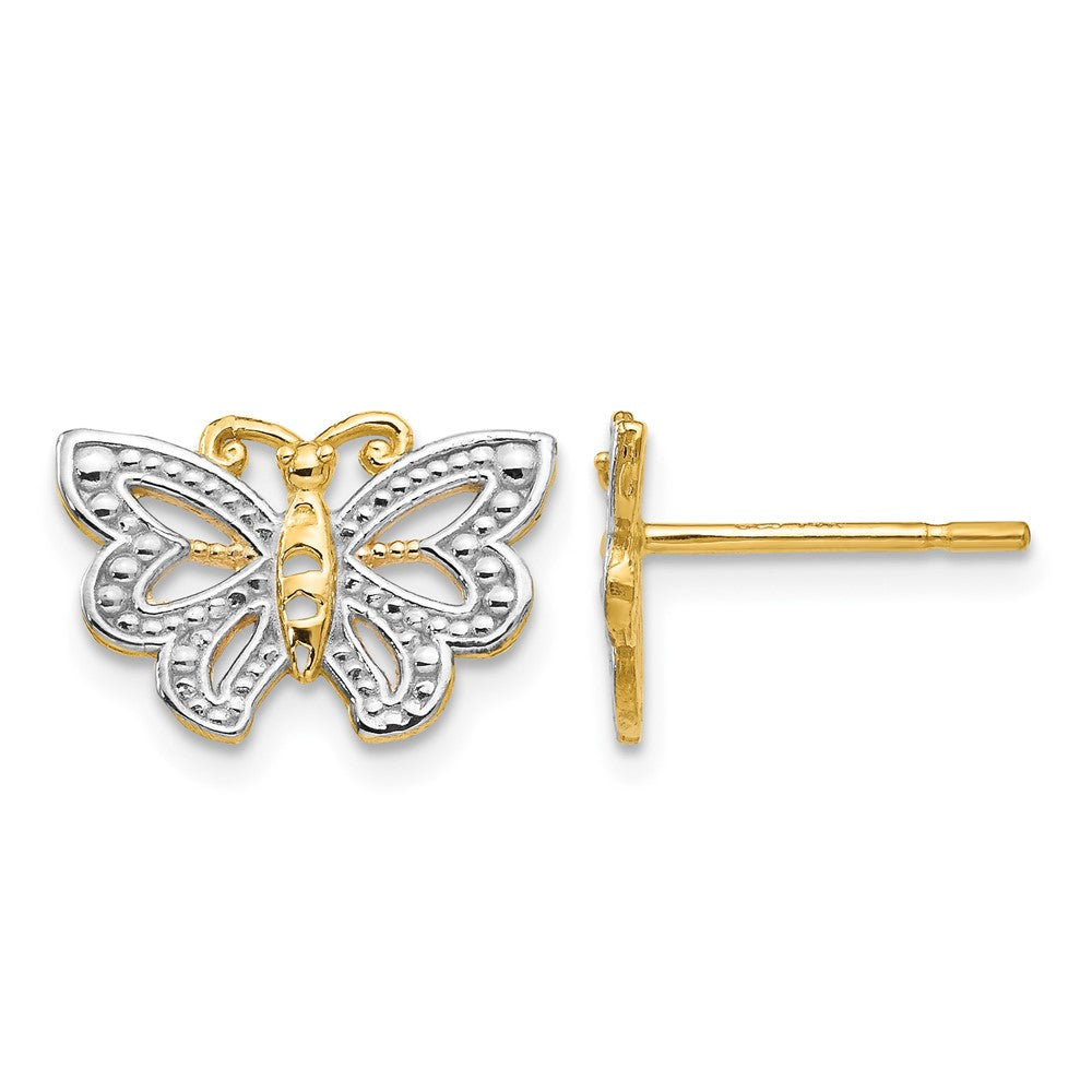 10k w/ White Rhodium Butterfly Post Earrings