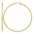 10k Polished 2x75mm Lightweight Tube Hoop Earrings