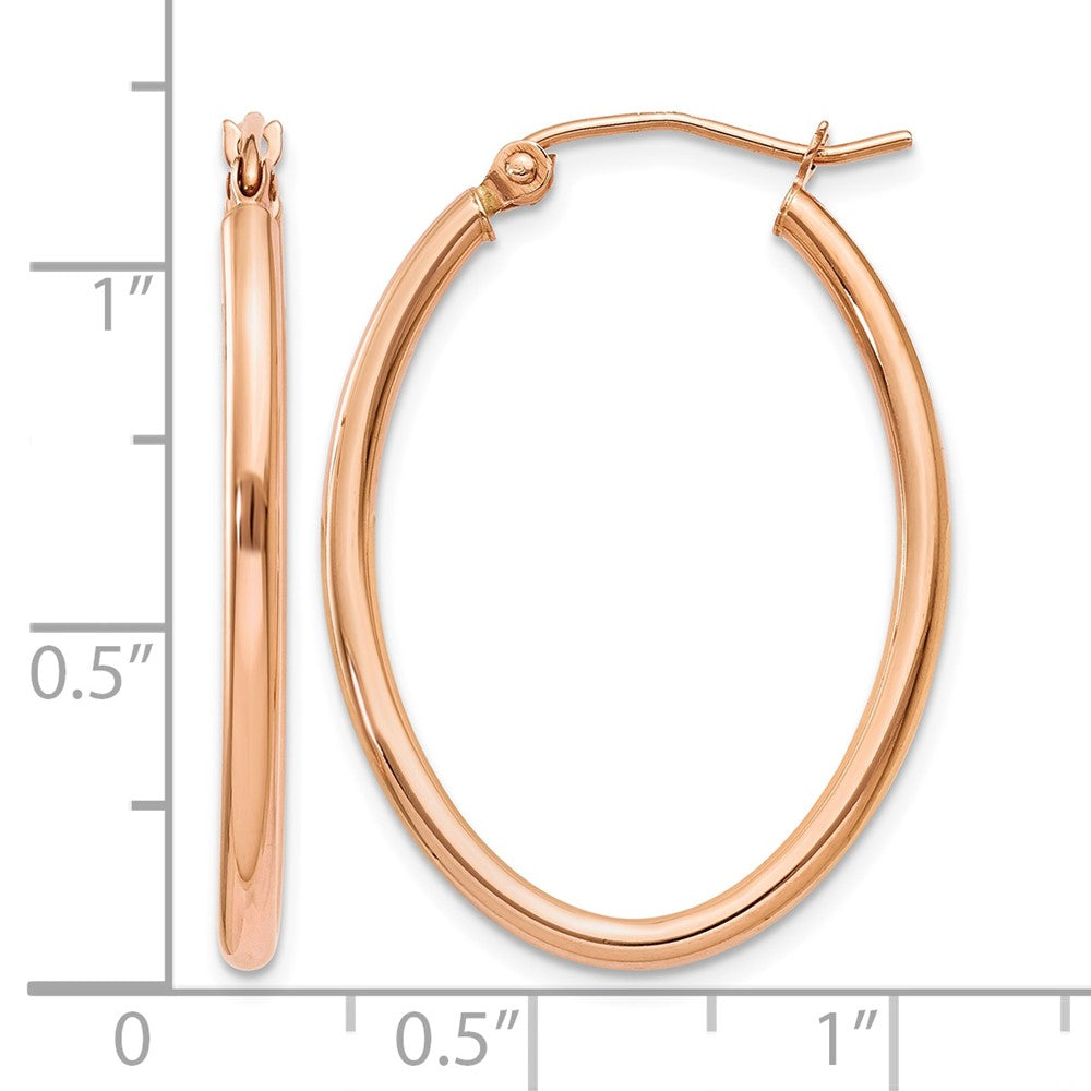 10k Rose Gold Oval Hoop Earrings