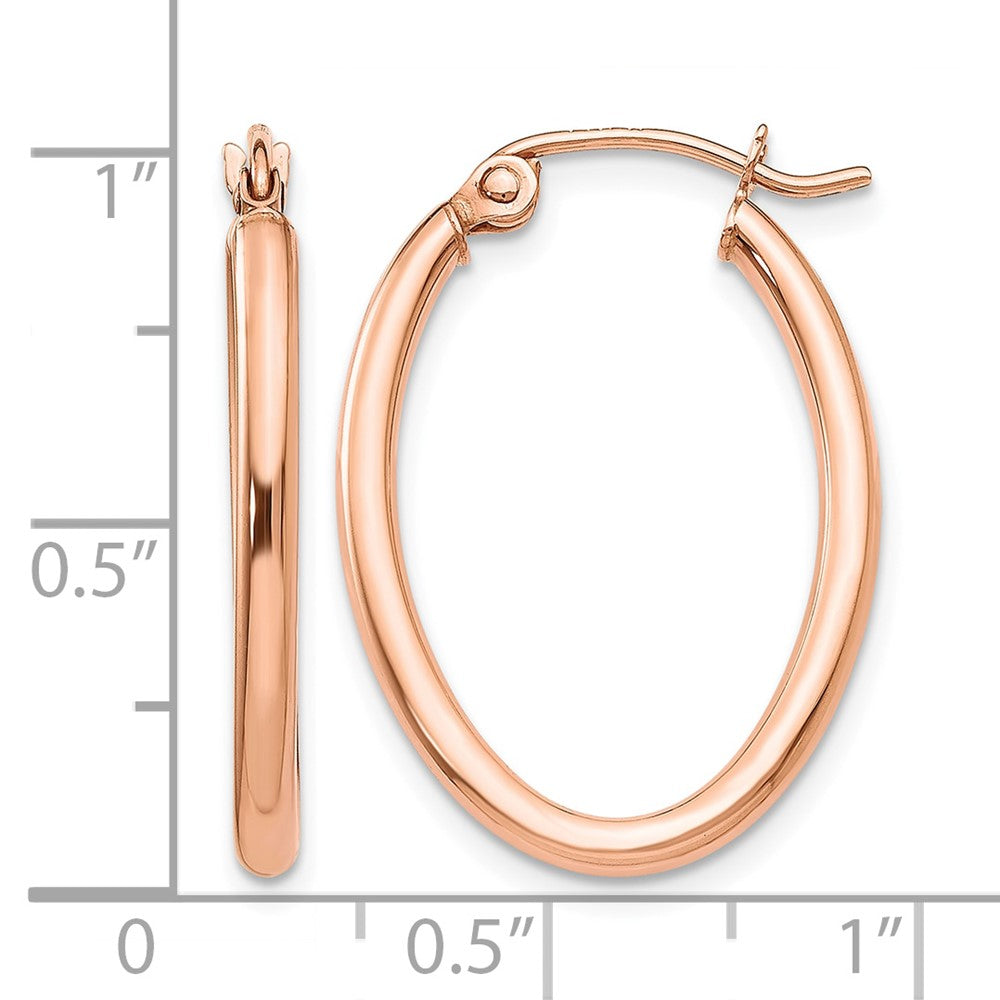 10k Rose Gold Oval Hoop Earrings