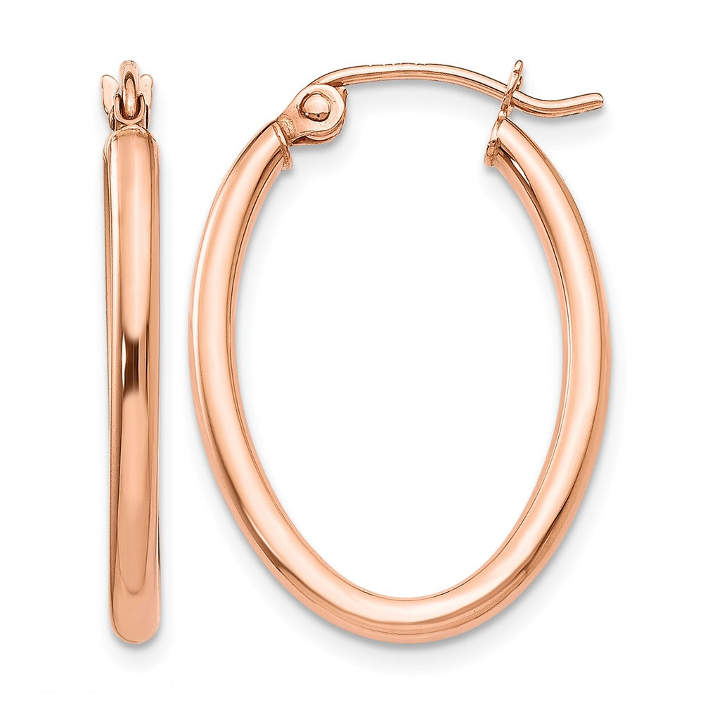 10k Rose Gold Oval Hoop Earrings