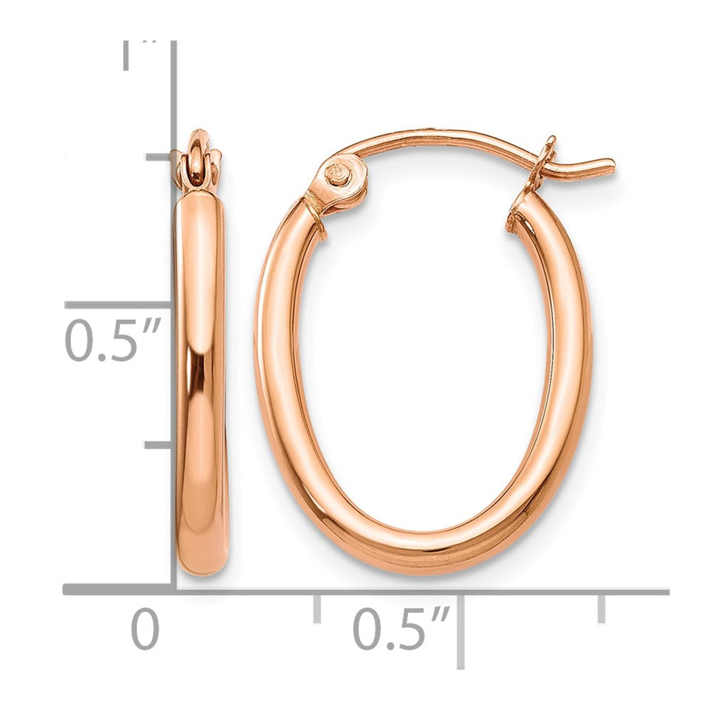 10k Rose Gold Oval Hoop Earrings
