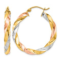 10k Tri-color Light Twisted Hoop Earrings