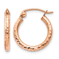 10K Rose Gold Lightweight Diamond-cut Hoop Earrings