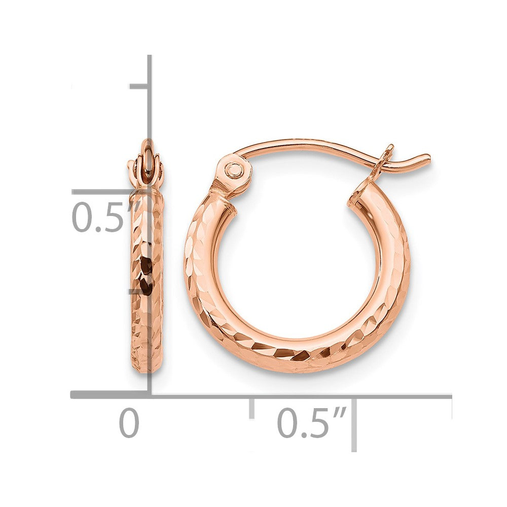 10K Rose Gold Lightweight Diamond-cut Hoop Earrings