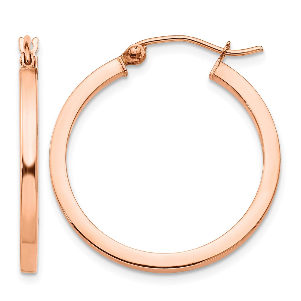 10k Rose Gold Lightweight Square Tube Hoop Earrings