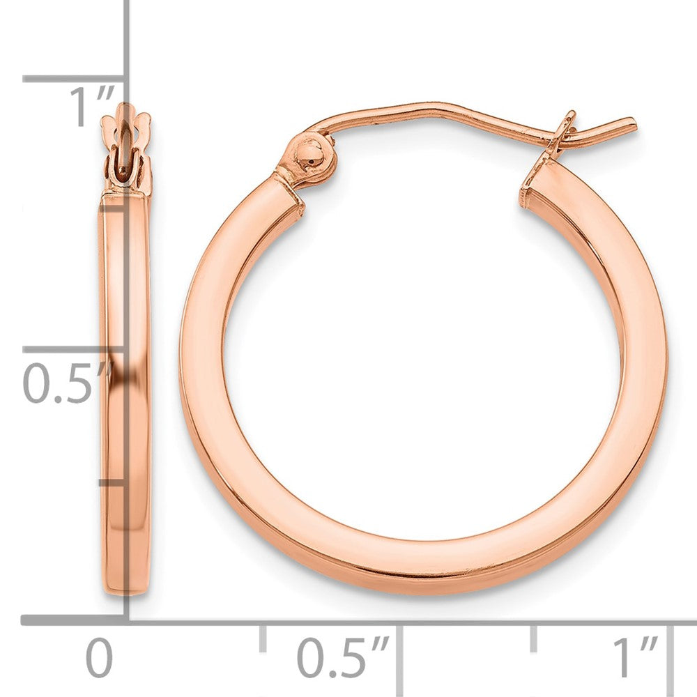 10k Rose Gold Lightweight Square Tube Hoop Earrings