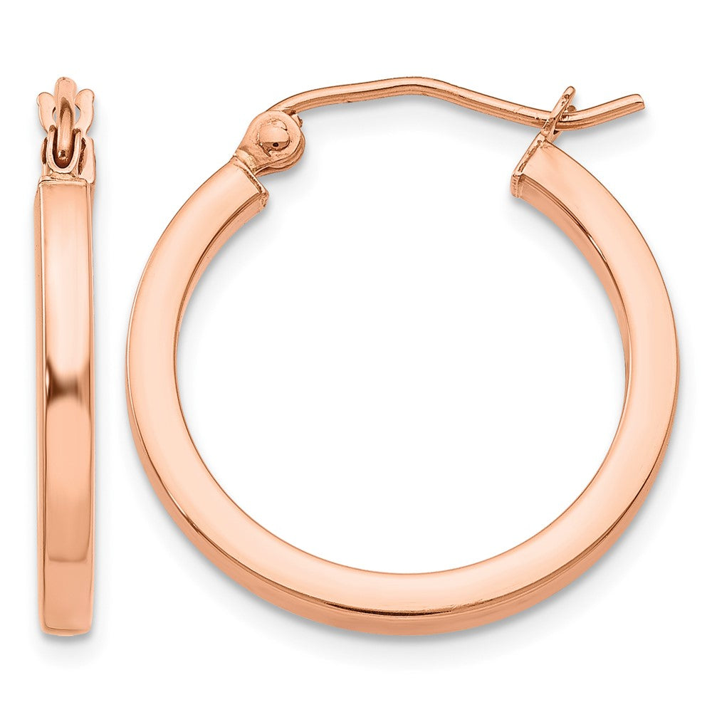 10k Rose Gold Lightweight Square Tube Hoop Earrings