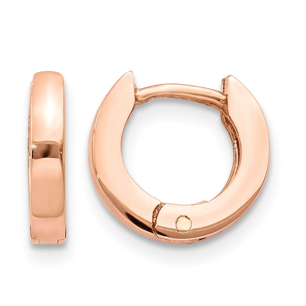 10k Rose Gold Round Hinged Hoop Earrings