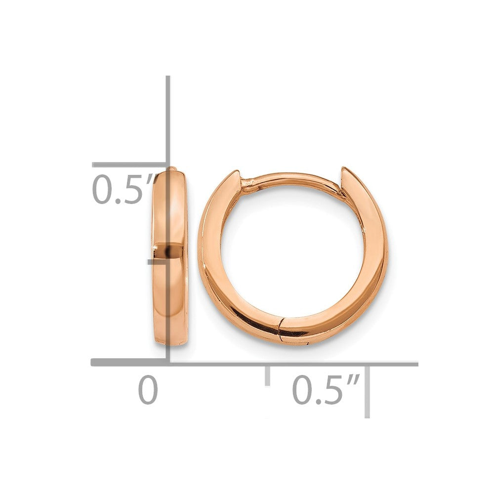 10k Rose Gold 1.8mm Round Hinged Hoop Earrings