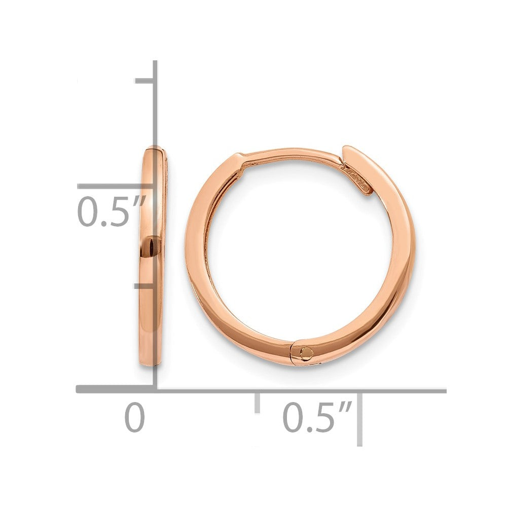 10k Rose Gold Round Hinged Hoop Earrings