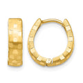 10k Diamond Cut 4mm Patterned Hinged Hoop Earrings