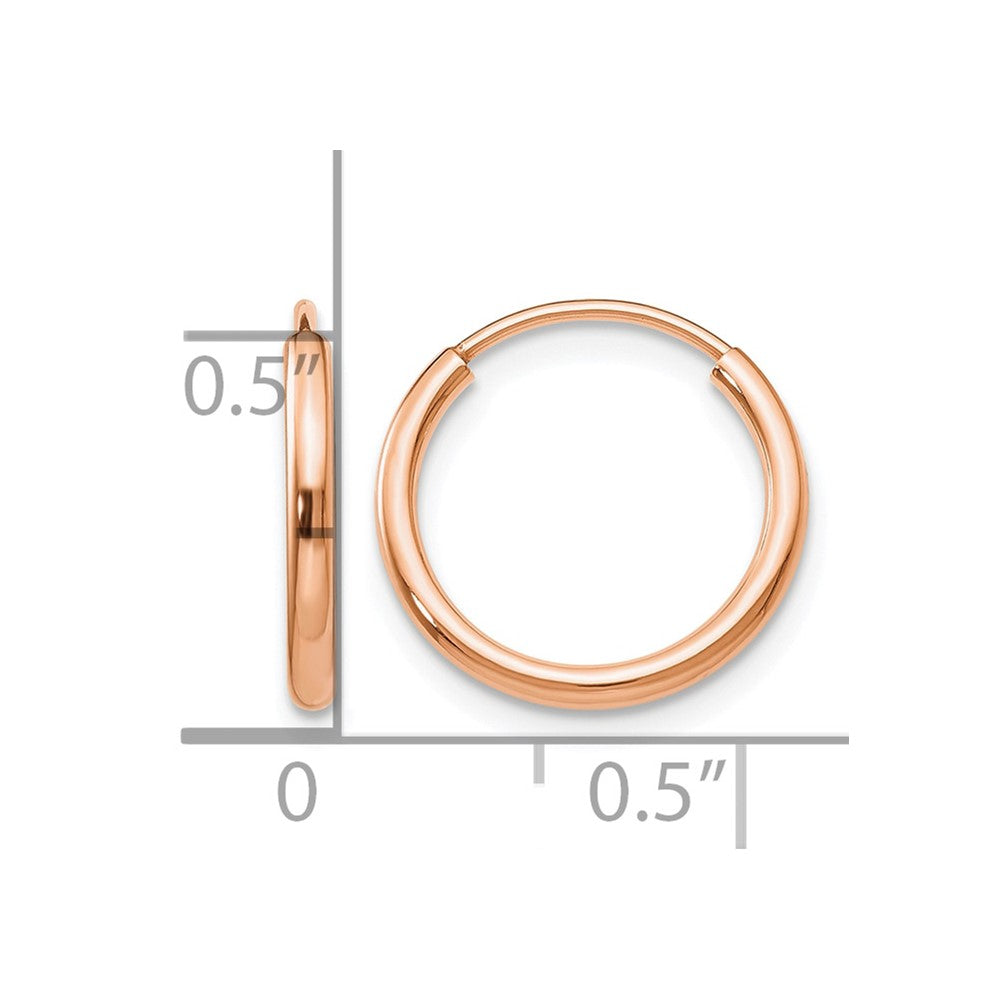 10k Rose Gold Polished Endless Tube Hoop Earrings