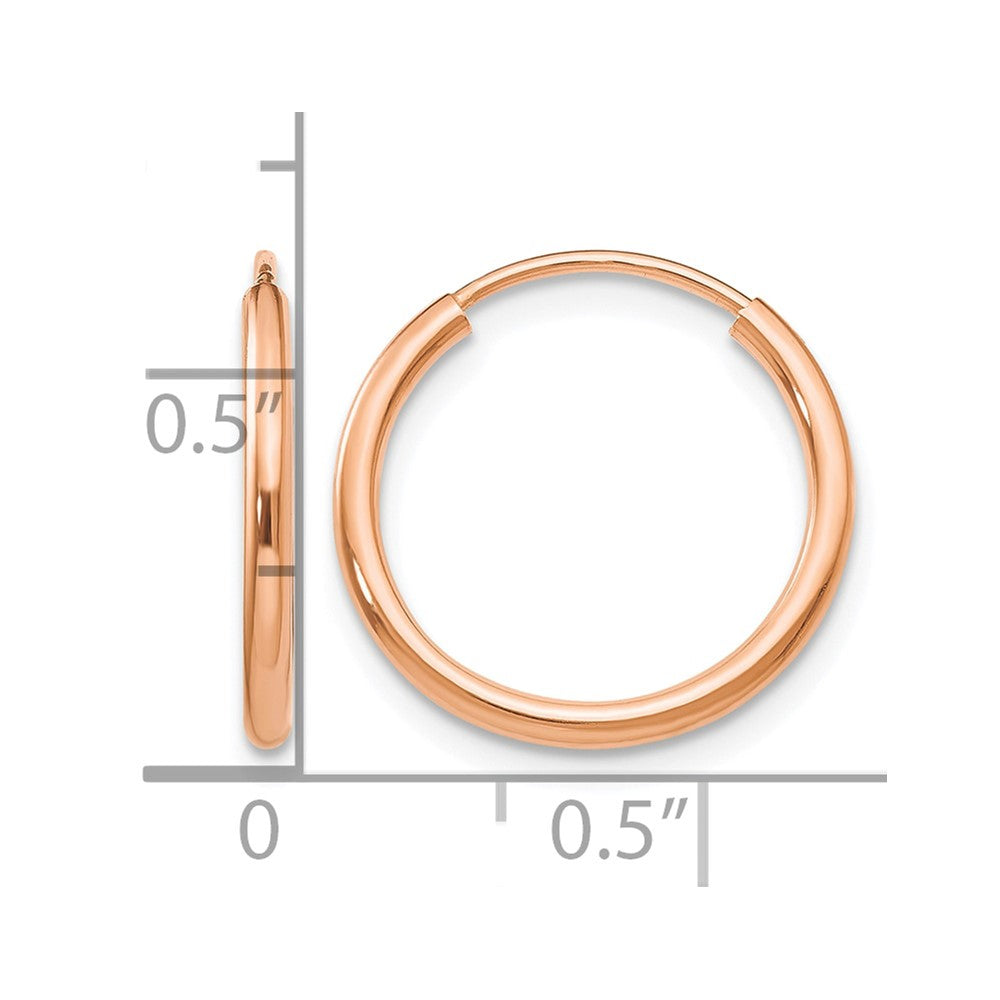 10k Rose Gold Polished Endless Tube Hoop Earrings