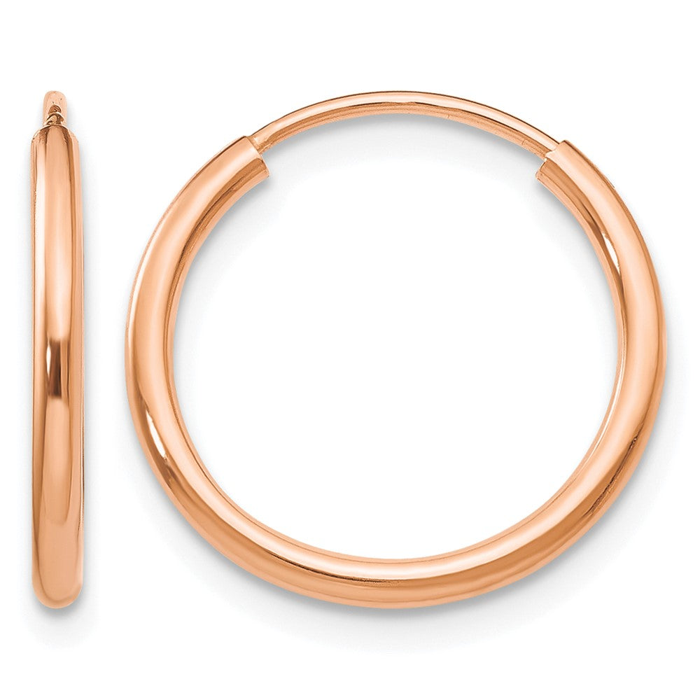 10k Rose Gold Polished Endless Tube Hoop Earrings