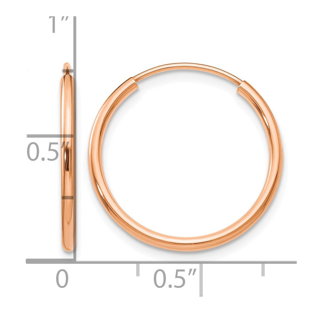 10k Rose Gold Polished Endless Tube Hoop Earrings