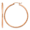 10K Rose Gold Polished Lightweight Large Diamond-cut Tube Hoop Earrings
