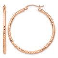 10K Rose Gold Polished Lightweight Large Diamond-cut Tube Hoop Earrings