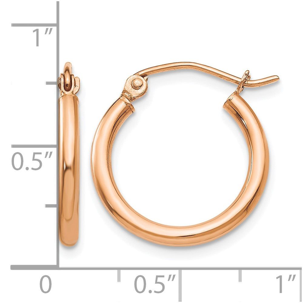 10k Rose Gold Polished 2.5mm Lightweight Tube Hoop Earrings