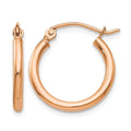 10k Rose Gold Polished 2.5mm Lightweight Tube Hoop Earrings