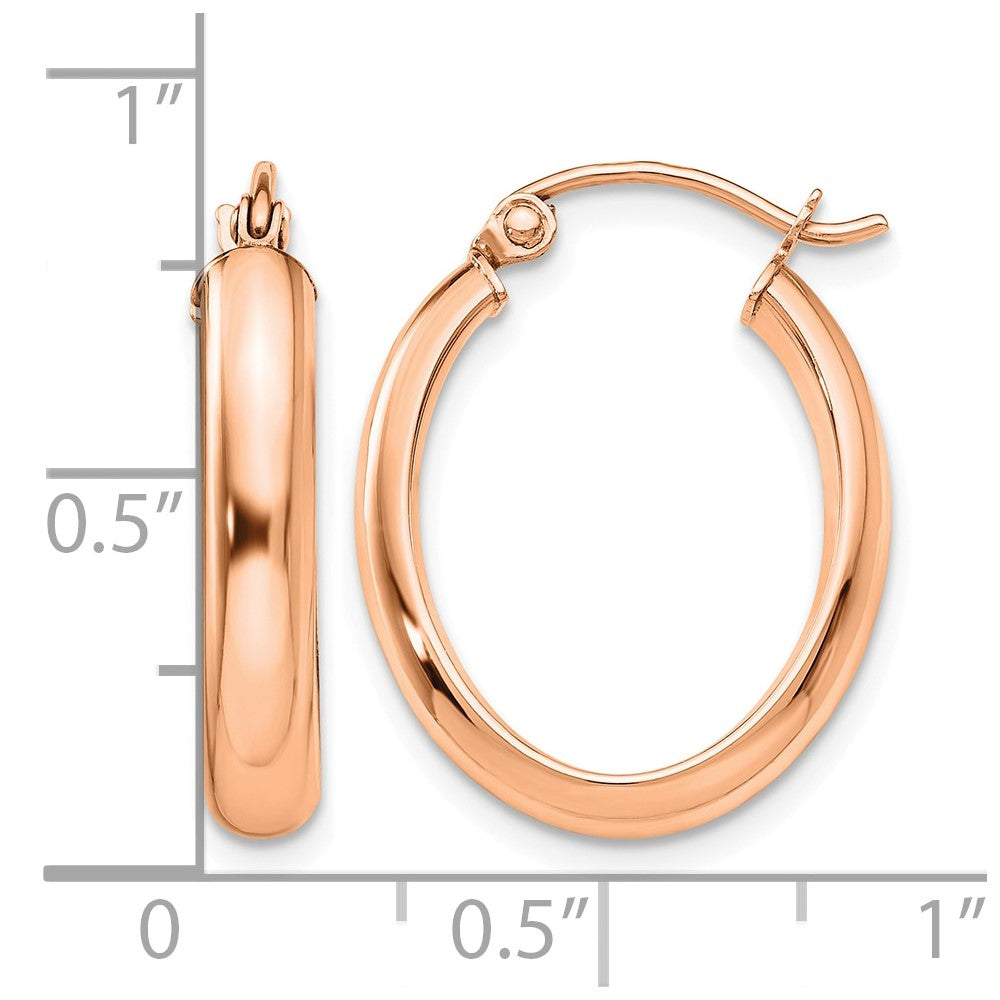 10k Rose Gold Polished Oval Tube Hoop Earrings
